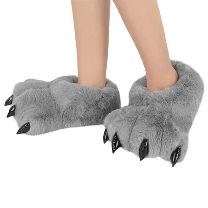 652F 動物の足スリッパぬいぐるみ暖かいホームクローズドバック靴面白い毛皮のような爪スリッパノベルティ動物の足スリッパ大人用