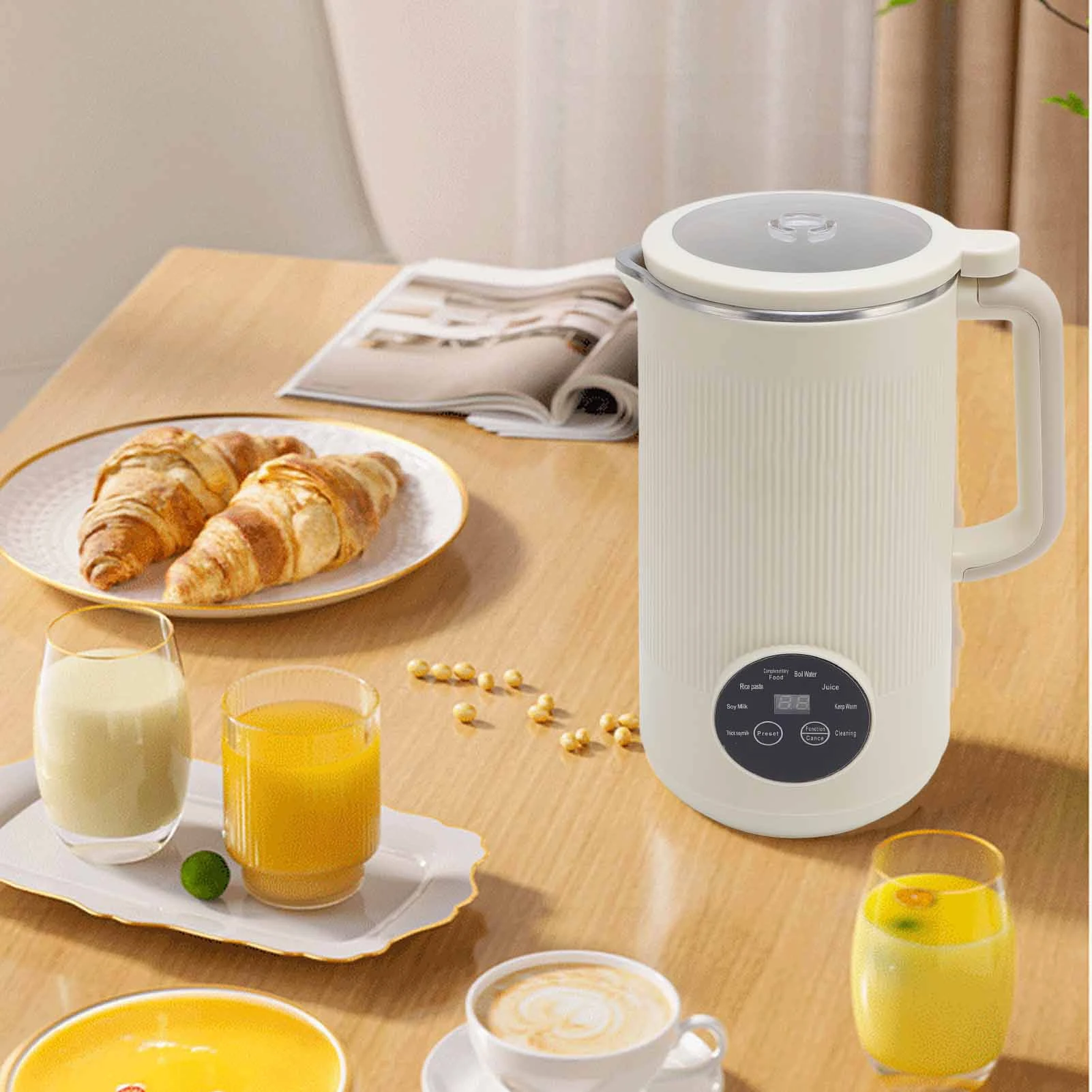 

Multifunctional Soybean Milk Machine 1200ml Nut Milk Maker Machine Timer Low Noise Insulated Automatic Cleaning for Vegetables