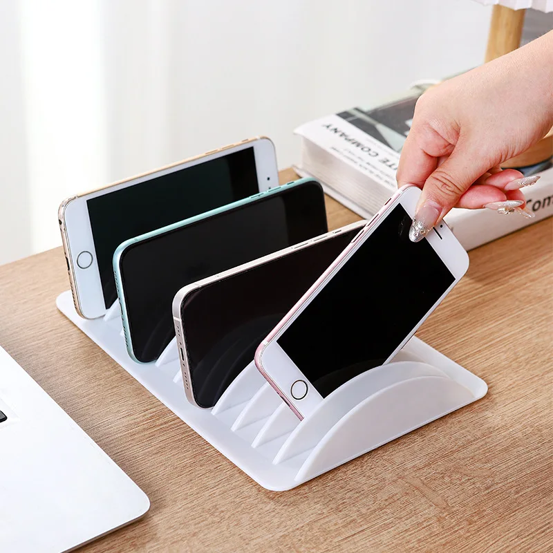 Multi-Slot Tablet and Phone Charging Storage Box, Placement Stand, Plastic Holder, Portable with Multiple Card Slots.