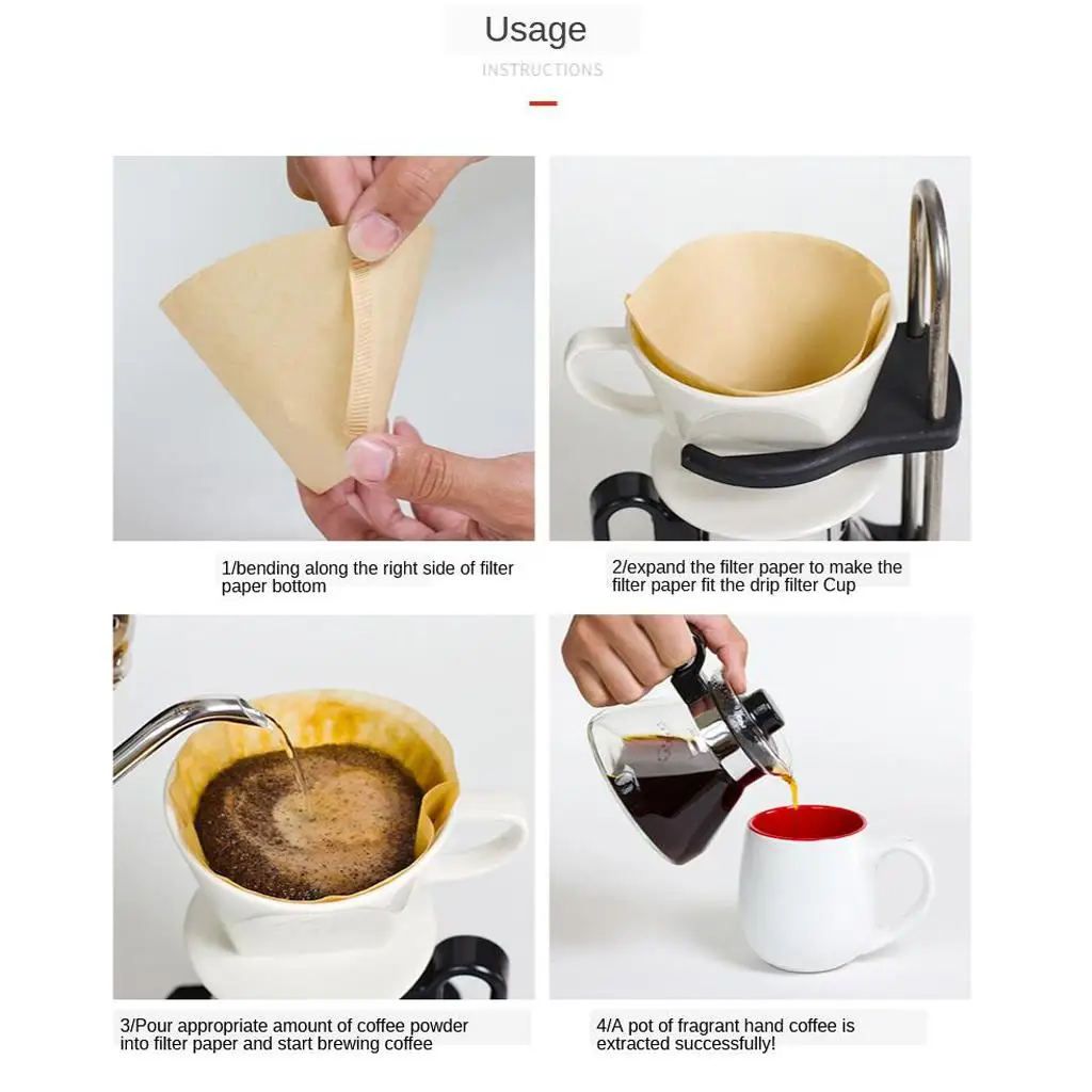 100 шт. одноразовая бумага для кофе, фильтры, капельница для кофе