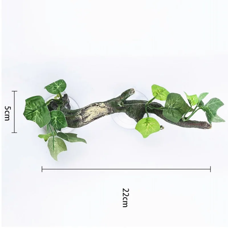 Terrarium Plant Decoration for Amphibian Lizard Snake Climbing with Suction Cup High Temperature Resistance Resin