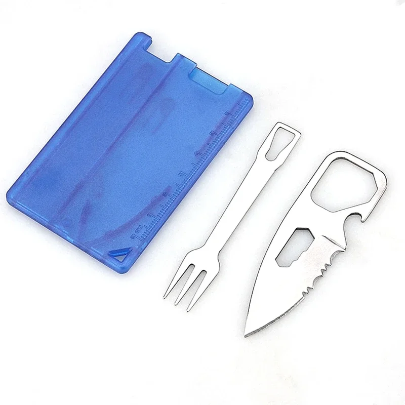 NEW EDC Safety First Aid Outdoor Multifunction Tool Card Camping Survival Equipment Portable Barbecue Knife Fork Equipment