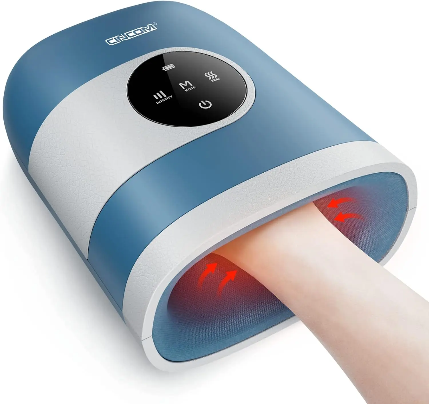 Upgraded Hand Massager with Heat and Compression, Blue | Cordless & Portable Hand Massager for Arthritis and Carpal Tunnel
