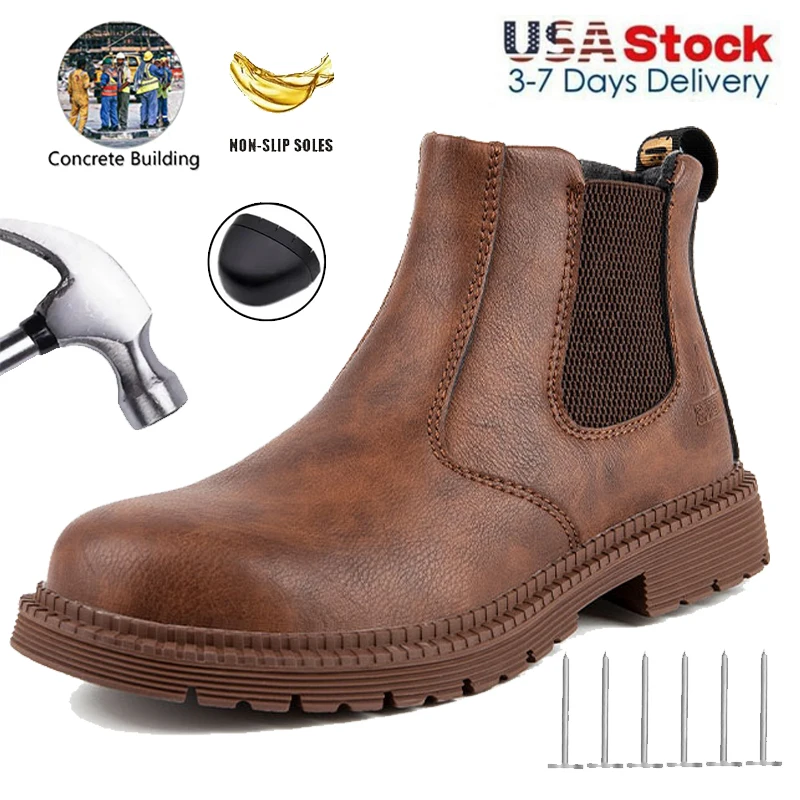 Industrial-Grade Steel Toe Boots Metatarsal Guard Triple Protection Men Work Boots Waterproof Construction Work Shoes Anti-smash