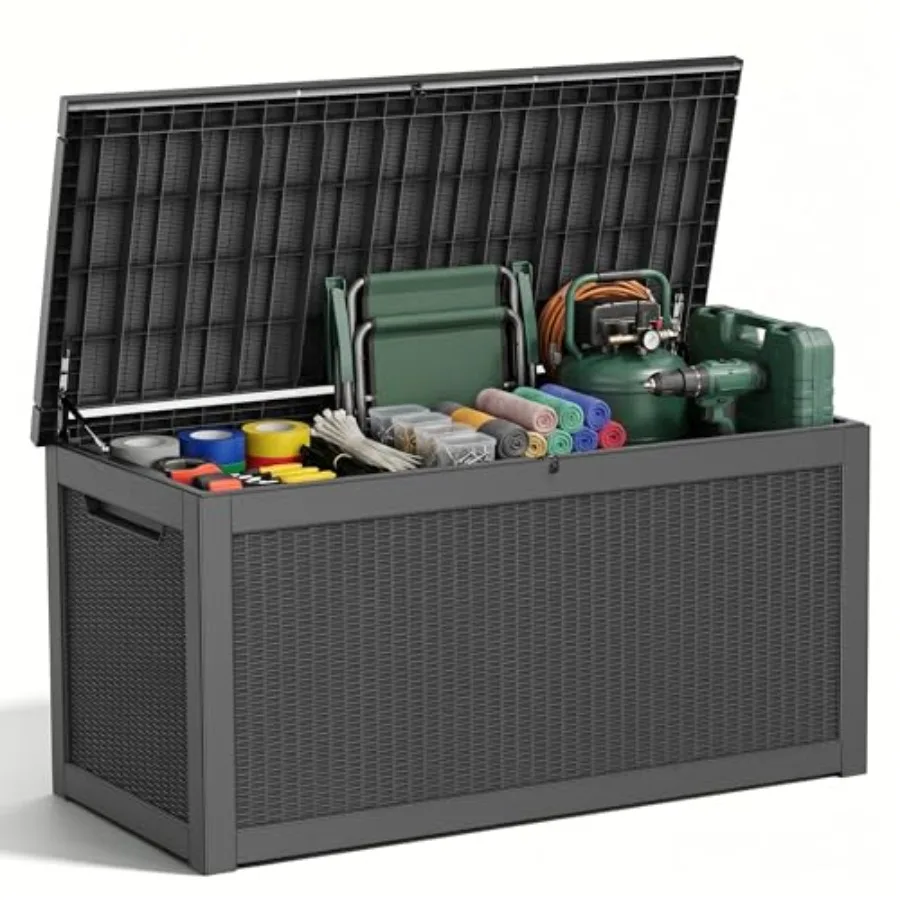 

320 Gallon Outdoor Deck Box, Lockable Waterproof Outdoor Storage Boxes For Garden Tools, Indoor Cushions, Accessories Outside S