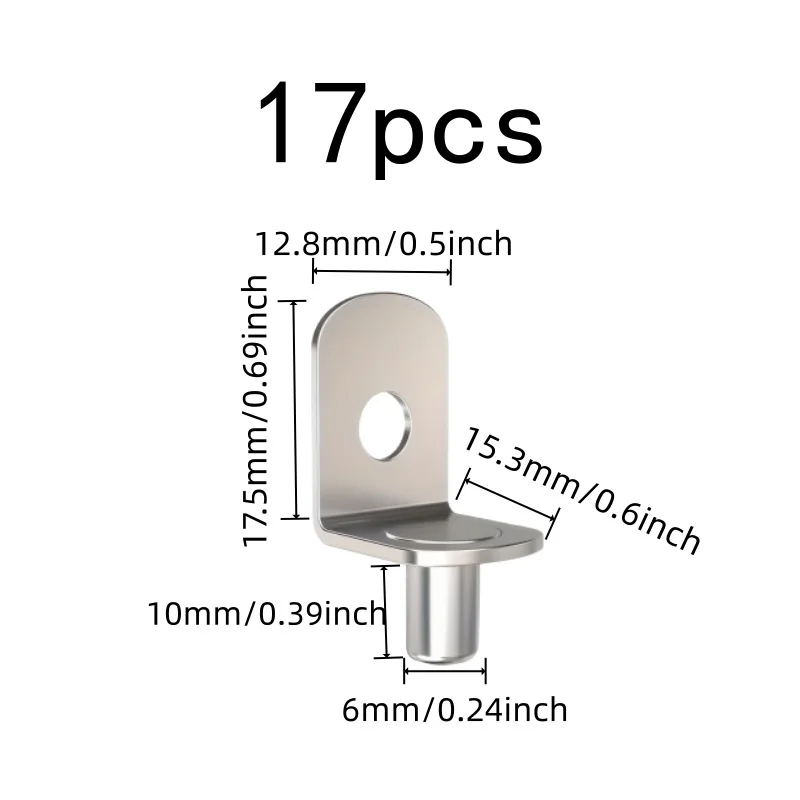 Cabinet Shelf Brackets, 10pcs/pcs, 17pcs total, 6*10mm, Sturdy Load Support, Easy Install for Furniture Board Fixing