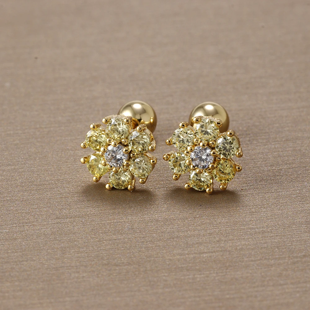 Women's Light Luxury Zircon Flower Stud Earrings