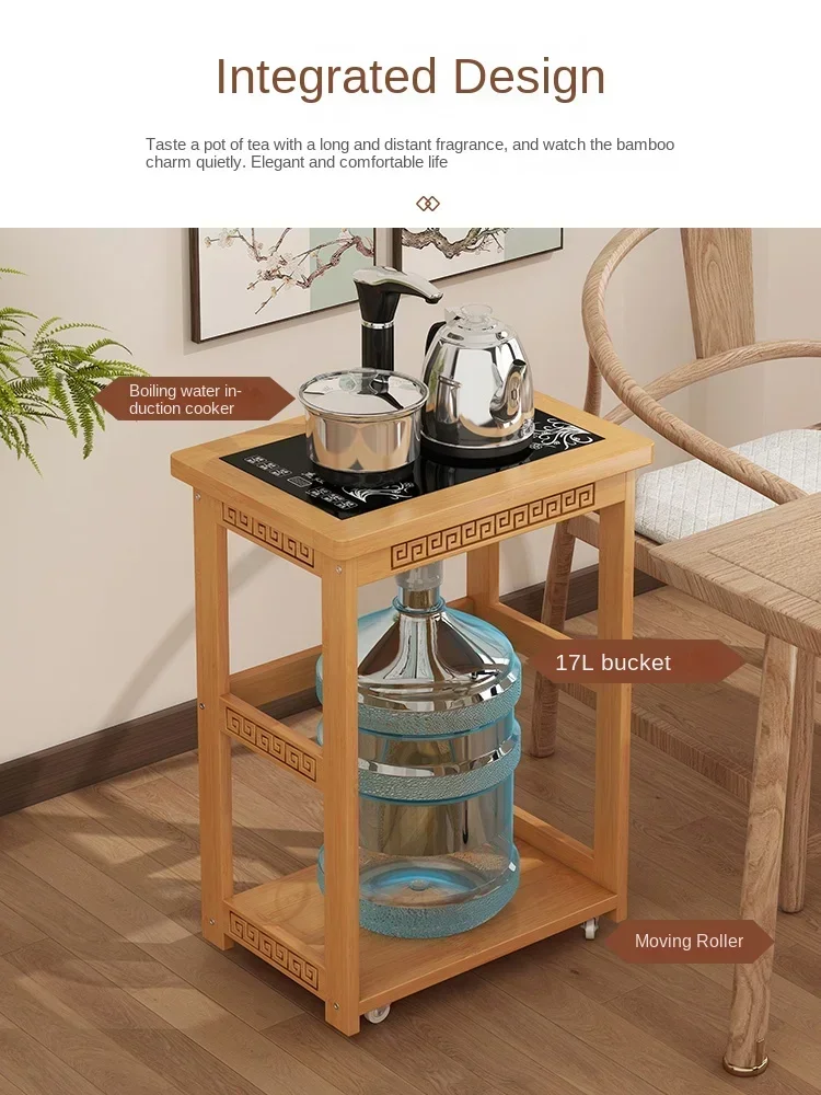 Boiling water tea table with wheels, movable and simple home balcony table with health pot