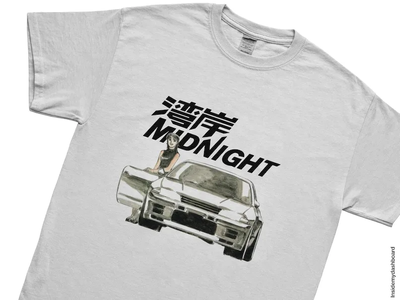

Wangan Midnight R32 футболка с логотипом, JDM аниме гоночная футболка, подземная улица гоночная футболка, JDM футболка