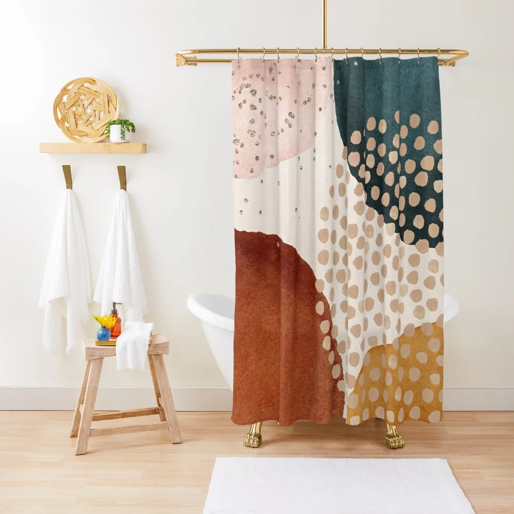 

Abstract 2 Watercolor Terracotta, Green & Blush Pink Art Print By LandSartprints Shower Curtain Cute Shower Curtain