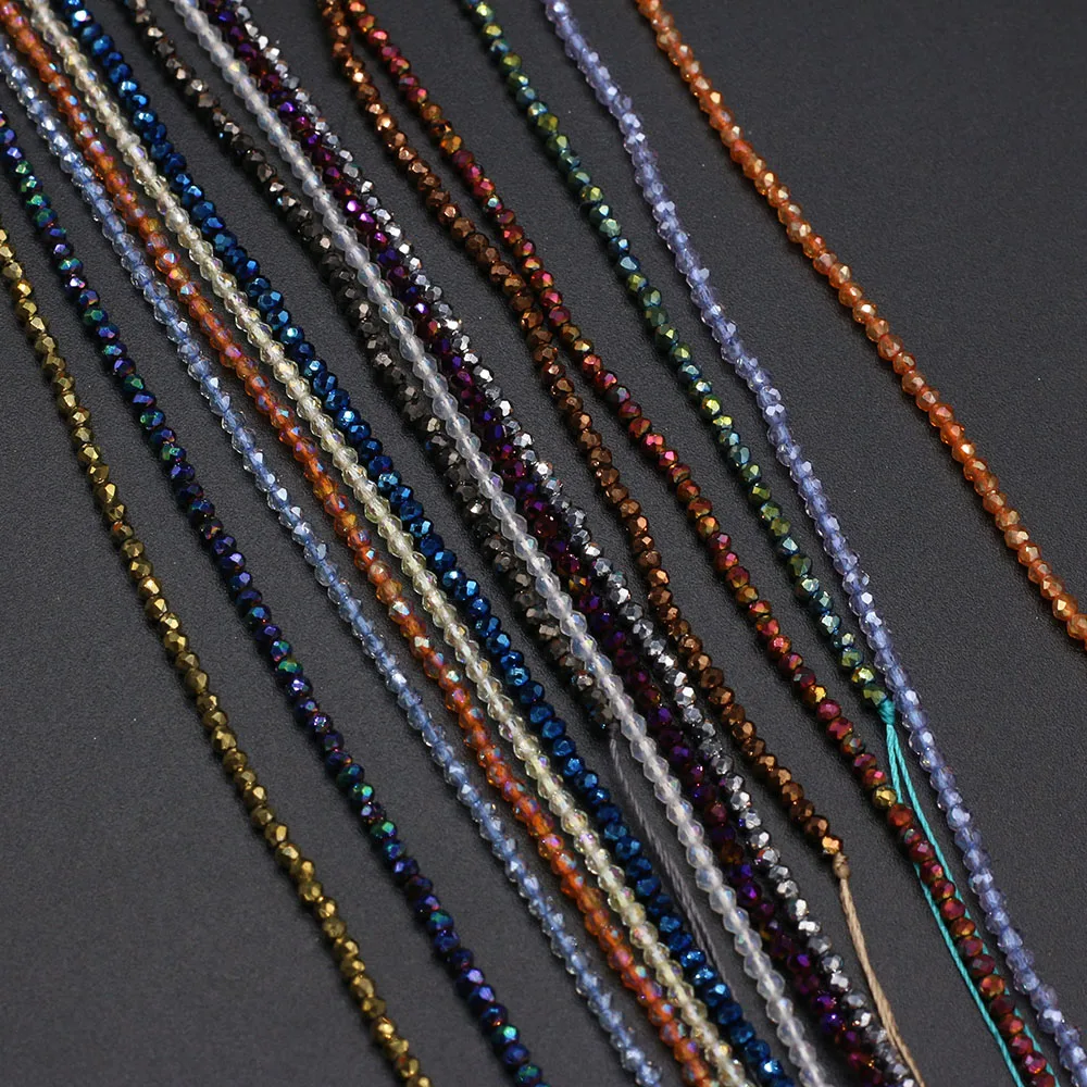 2mm Natural Stone Small Round Beads Mix Color Faceted Loose Spacer Beads for Jewelry Making DIY Bracelet Necklace Accessory 38cm