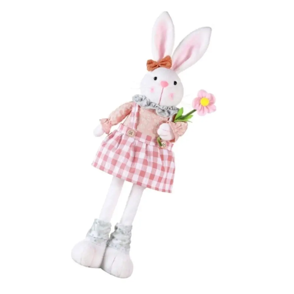 Adjustable Long Legged Easter Rabbit Decoration Resizable Design Extendable Legs Easter Rabbit Figurine Adjustable Legged