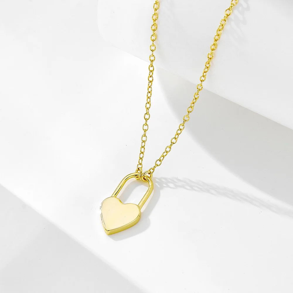 

Серебряное колье S925 с минималистичным геометрическим сердечком-замком для женщин, свежее и нежное, на ключицу