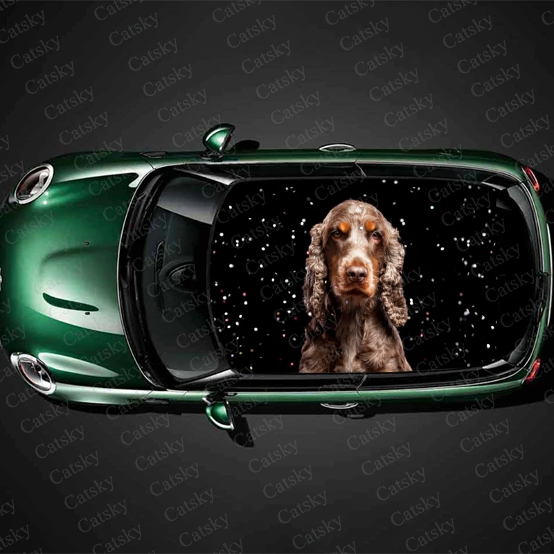 

English Cocker Spaniel Car Roof Sticker Decoration Film SUV Decal Hood Vinyl Decal Graphic Wrap Vehicle Protect Accessories Gift