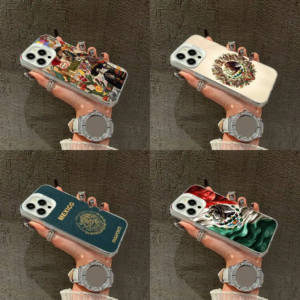 

Mexico National Emblem Flag Passport Phone Case For iPhone 16,15,14,13,12,11,Mini,Pro,E,XS,SE4,MAX White IMD Box