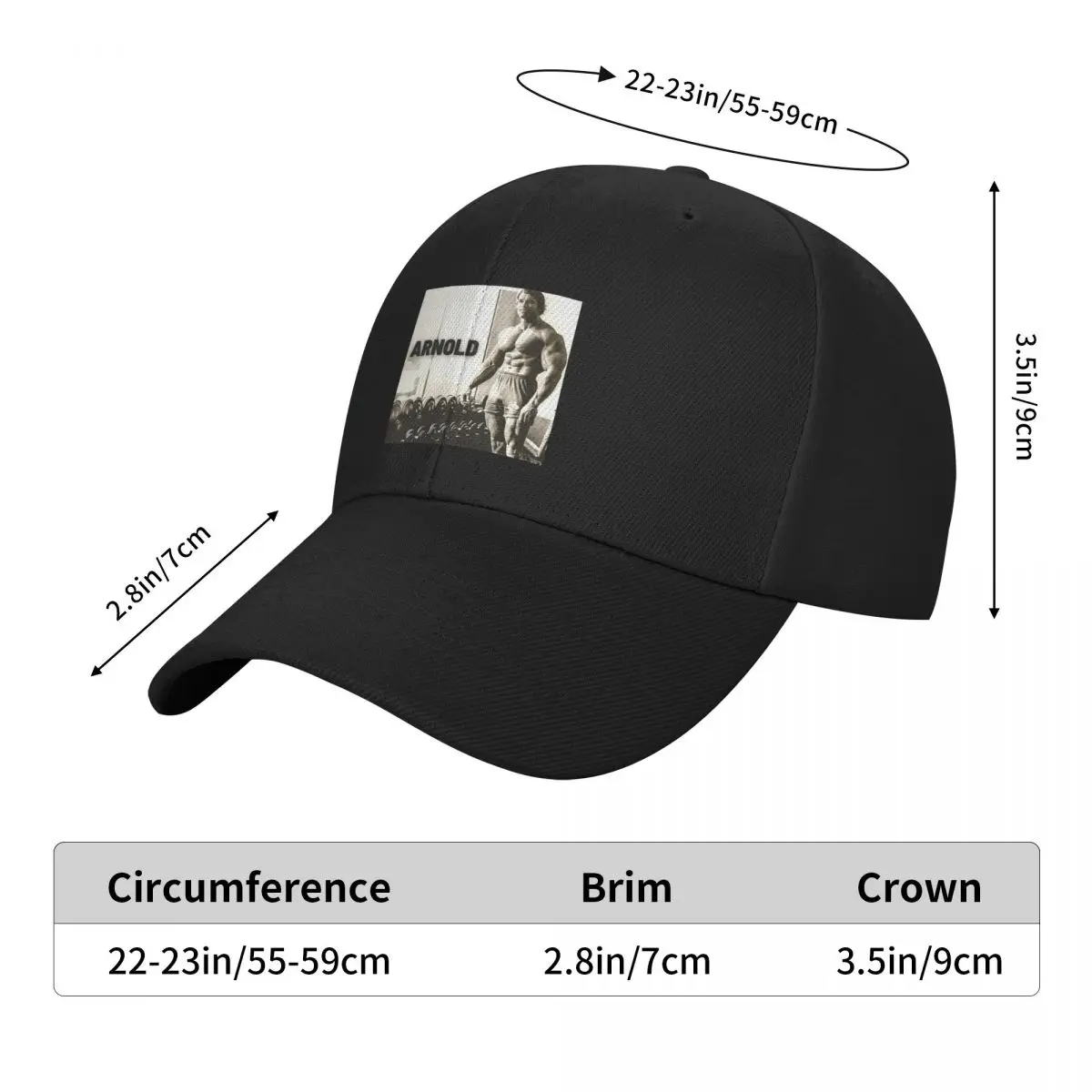 Vintage bodybuilder Arnold Schwarzenegger Baseball Cap Hood Golf Hats Woman Men's