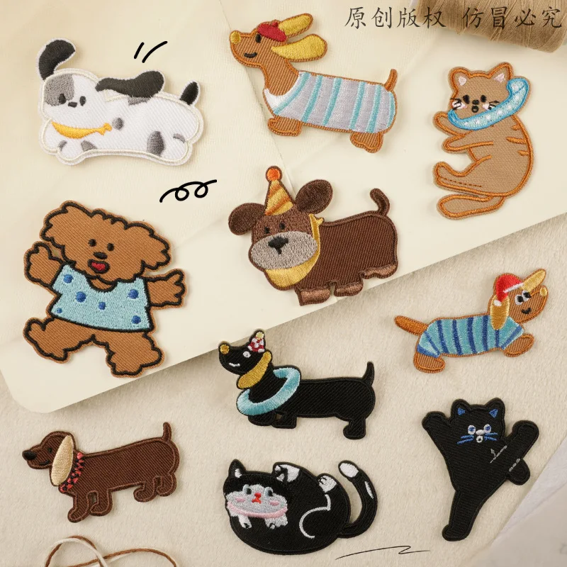 Self-adhesive Adorable Kawaii Cute Puppy Embroidered Patches DIY Dog Appliques for Bags, Clothes,Jackets, Crafts Unique Handmade