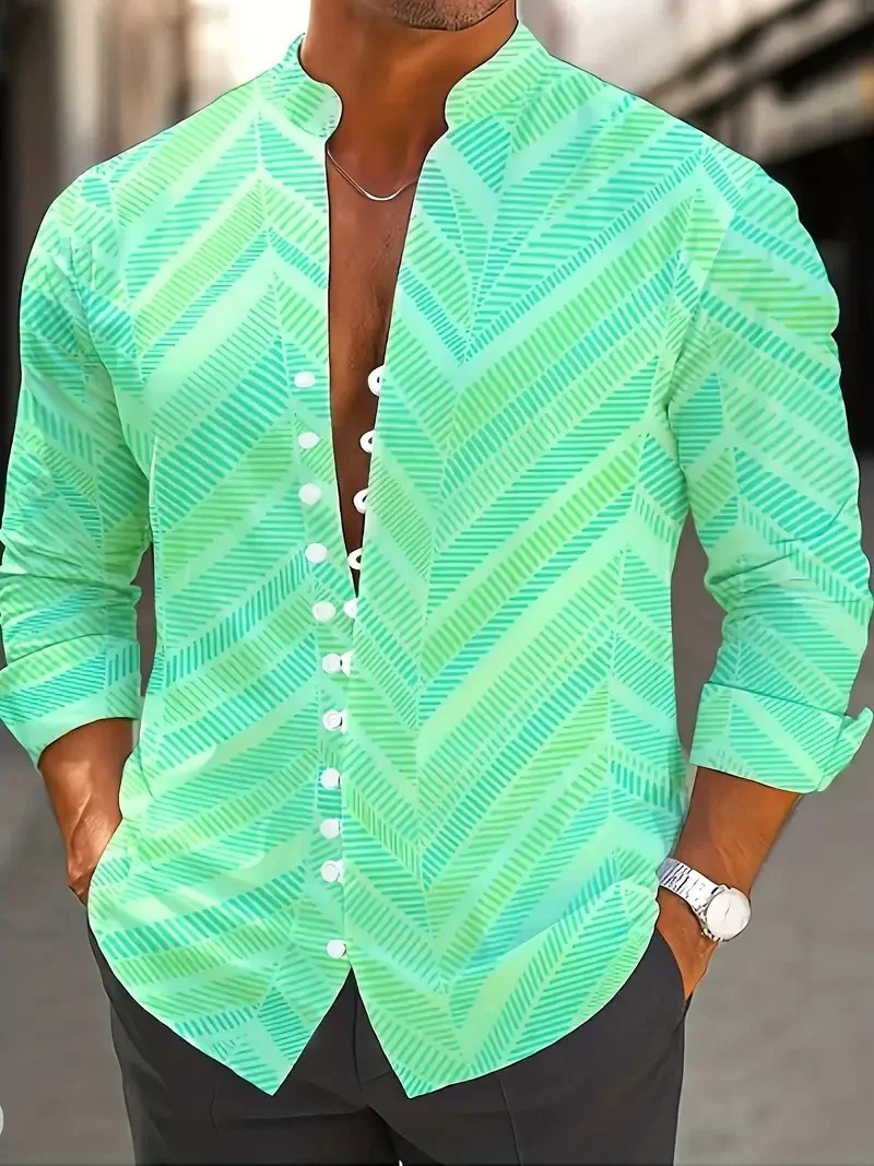 New men's linen short-sleeved shirt, fashionable, retro style, ethnic totem print, comfortable and breathable, men's top2026