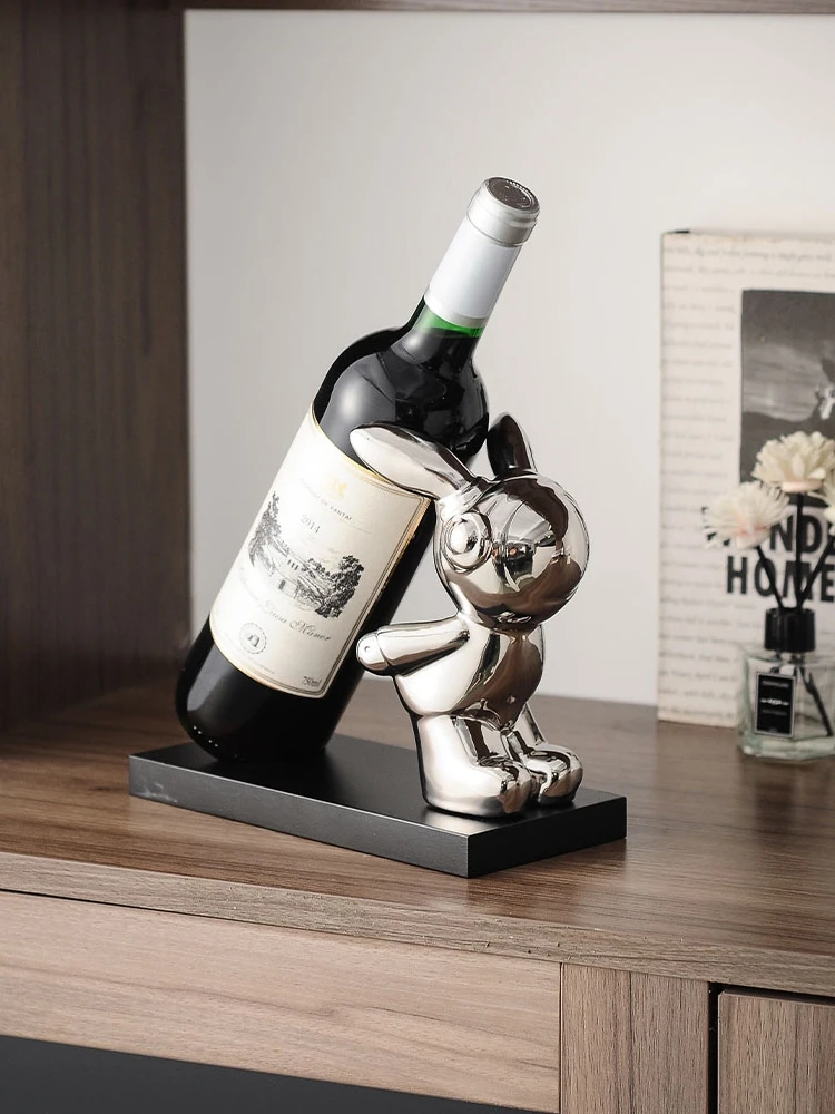 Simple Modern Home Accessories Creative Rabbit Wine Rack Wine Cabinet Living Room Entrance Ceramic Ornament Cabinet decoracion