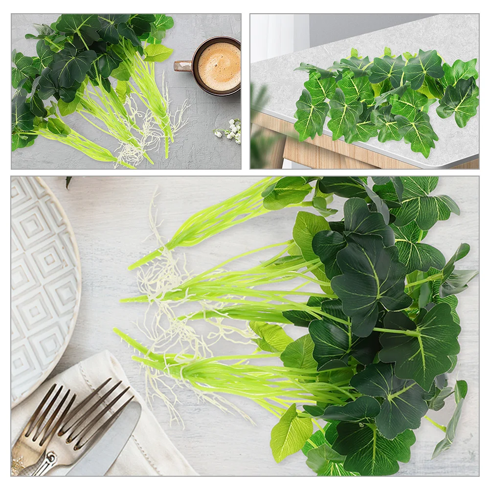 

3pcs Artificial Plants Leaf Decor Faux Green Leaves Stems Home Vase Decoration Silk ClothPlant Ornaments Stylish Durability