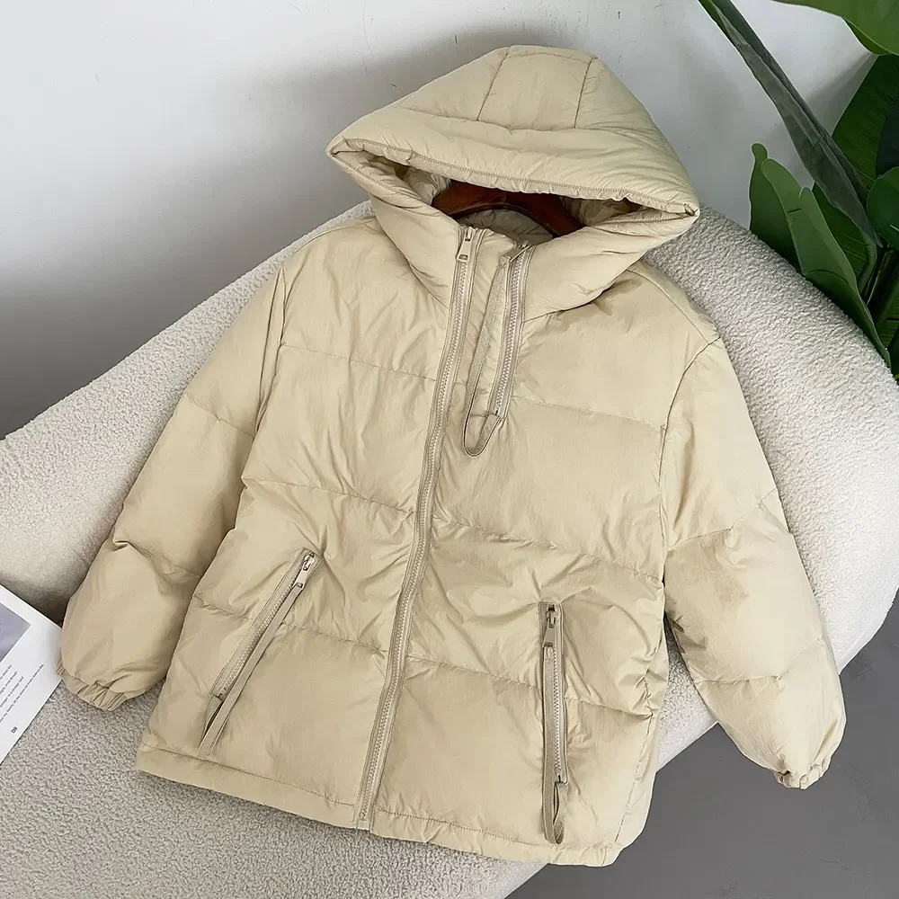 Down Jacket Women Autumn Winter 2024 Commuting Thickened Down Jacket Warm Hooded Filled with 50% White Duck Down Loose Casual