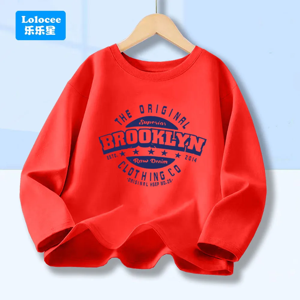 الأولاد بروكلين إلكتروني طباعة تي شيرت الاطفال الجرافيك Harajuku 2025 ملابس الشارع الشهير المراهقين السببية كم طويل ملابس علوية من القطن المحملة ZMBL1