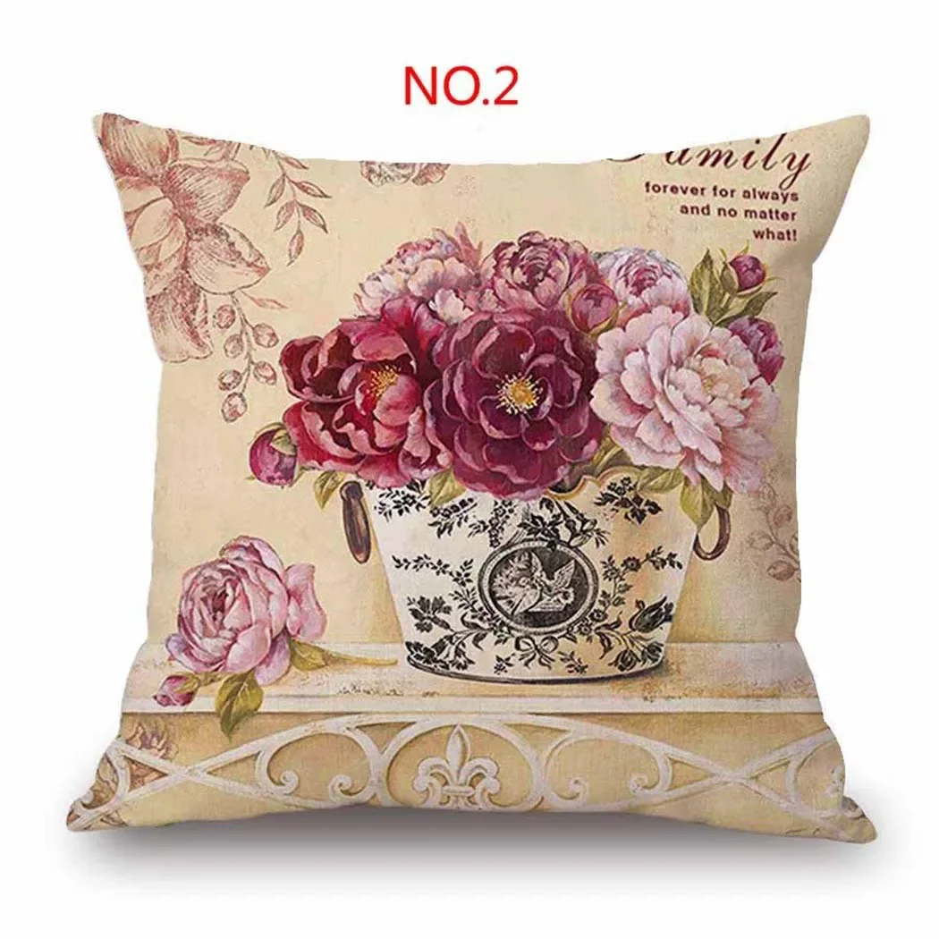 Bed Pillow Case Pillow Cover Retro Soft Throw Cushion Vintage Green Leaves Comfortable Cover Flower Home Decor