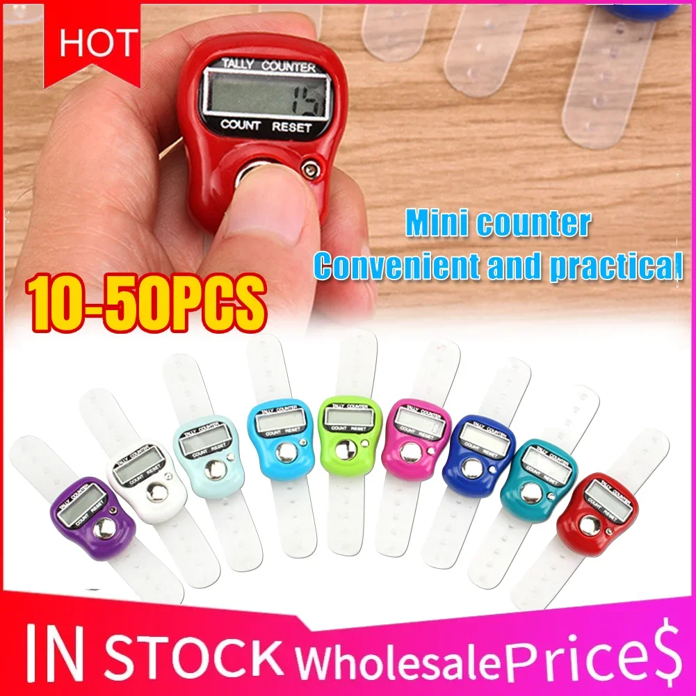 

10-50pcs Finger Counter LED Electric Digital Display w/ Compass Islamic Tasbih Bead 5 Digital Handheld Tally Counter Clicker