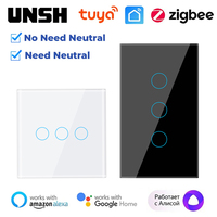2000W Tuya ZigBee Smart Light Switch 1 2 3 4 gang 2-way Control Touch Wall Switch With/No Neutral Wire Via Alexa Google Home