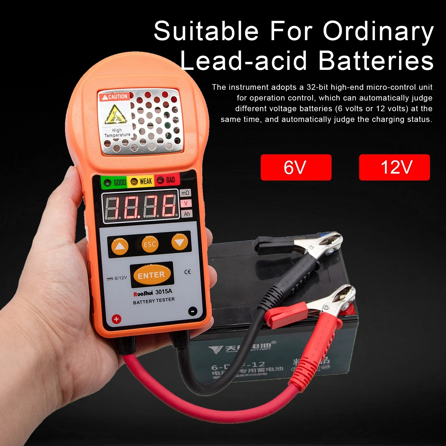 RuoShui 3015A Automotive Battery Tester Charge System Test Battery Work Load Internal Resistance 12V Lead-Acid Car Power Tool