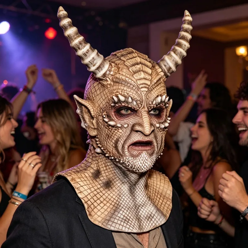 Halloween Horror Demon Latex Mask, Lord of Lies Style Devil Cosplay Mask for Bar & Masquerade Party Costume Prop 5