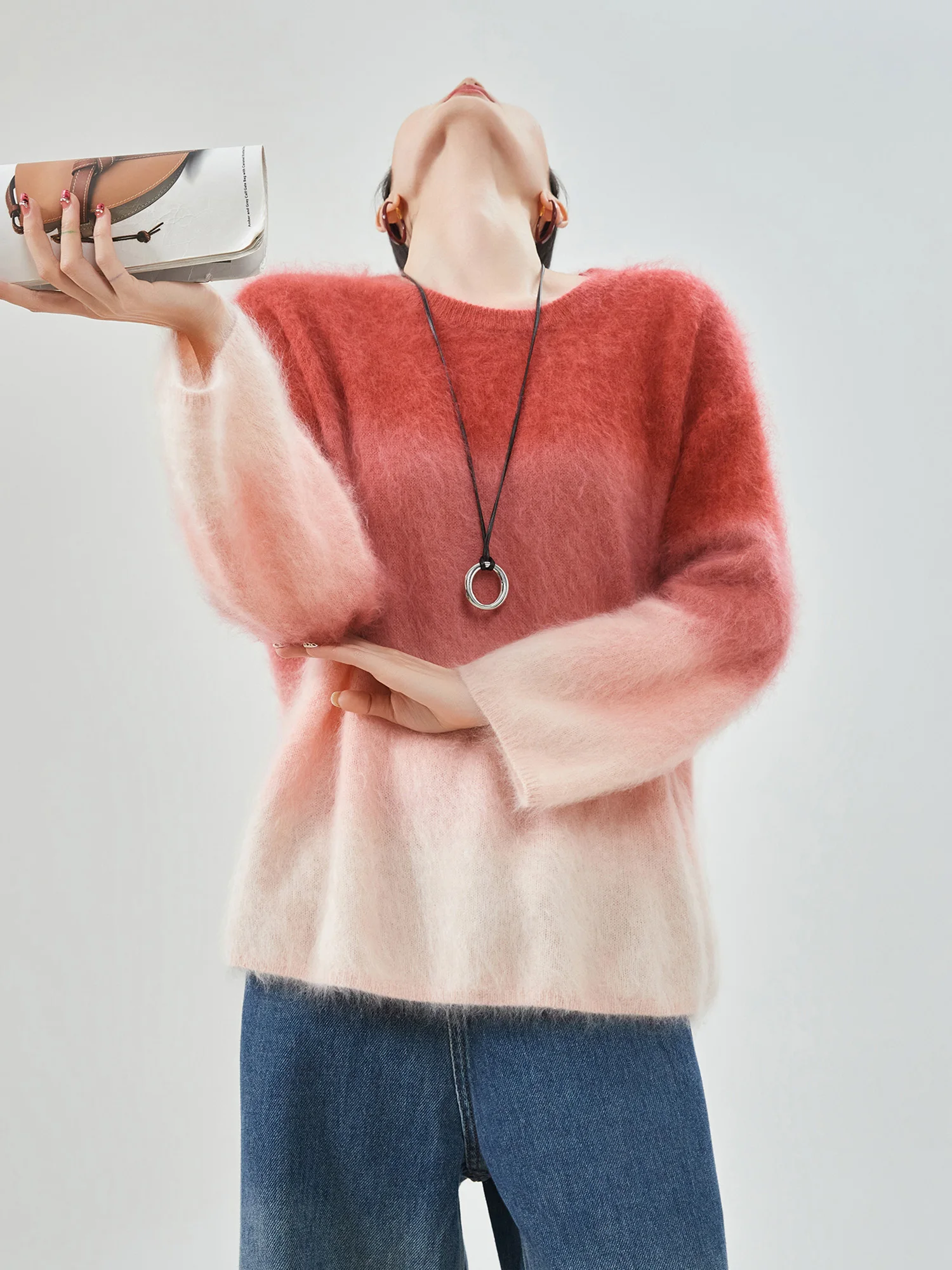 

Женский вязаный свитер Adual Red свободного кроя в корейском стиле, с длинными рукавами, круглым вырезом, из мягкого полиэстера, весенняя новинка