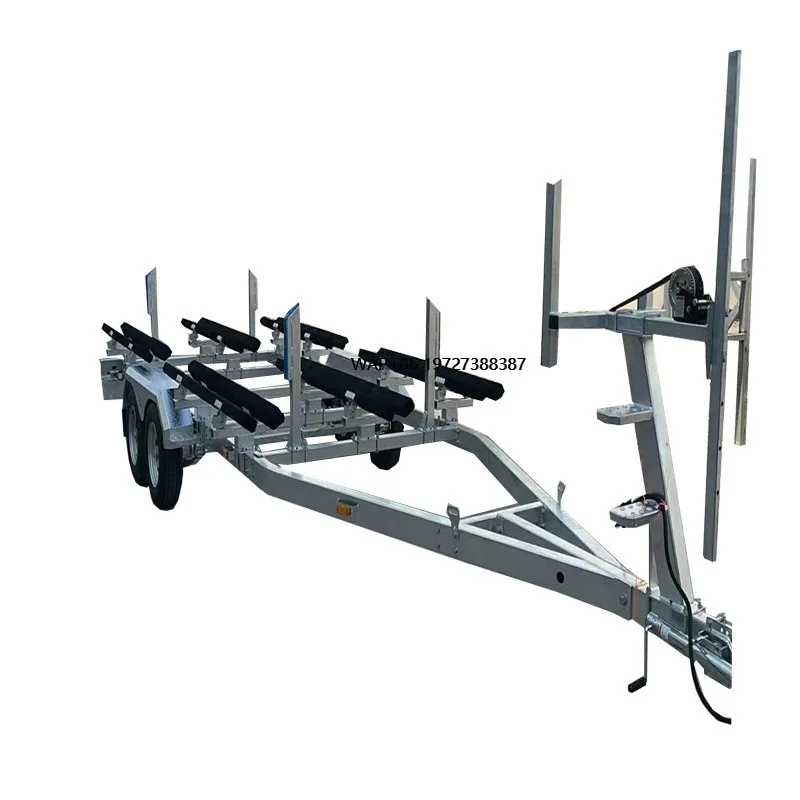 CE Certified 2400 lb Load Capacity Double Axle Silver Adjustable Bed Hot Dip Galvanized Boat Trailer with Brakes