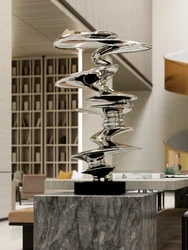 Electroplated Silver Abstract Sculpture Decoration,Luxury Art,Home,Living Room,Hotel Statue,Floor Decorations,82cm Customized