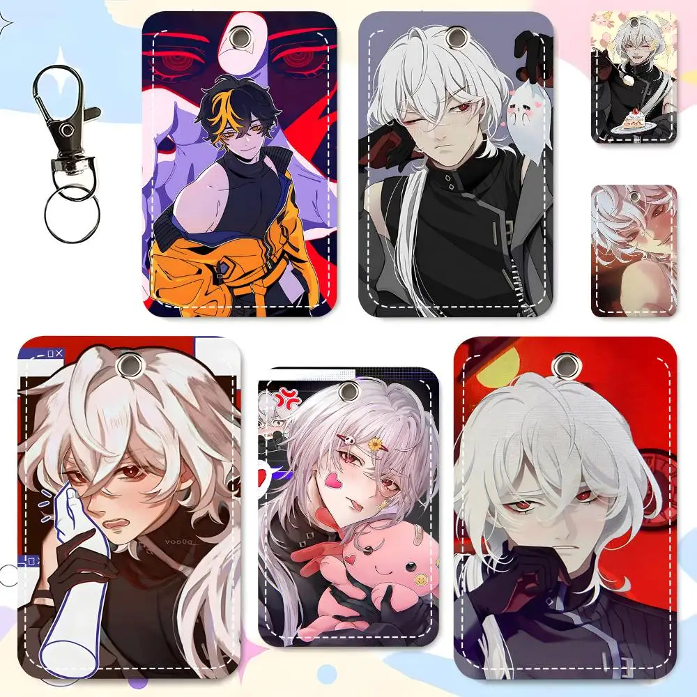 1pc Game Date With Hot Death Card Case Keychain Access Card Bag Key Tag Ring Leather Card Holder Key Ring Access