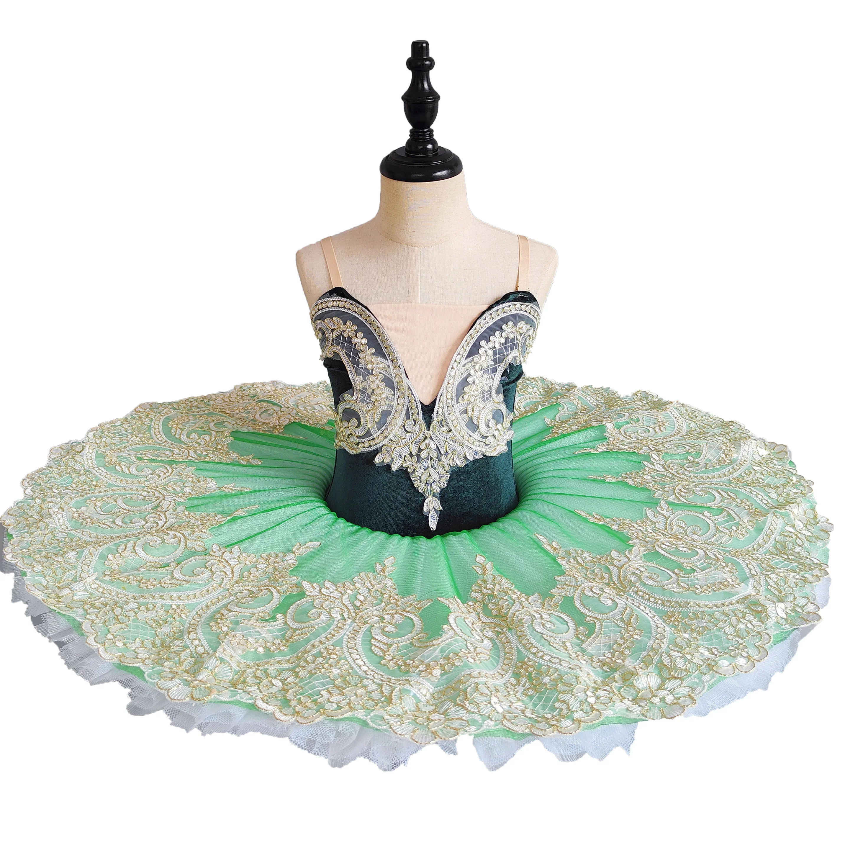 Green Fairy Doll Professional Ballet Tutu For Girl Pancake Tulles Platter Performance Tutus For Kids Ballet Tutu Dress For Girls