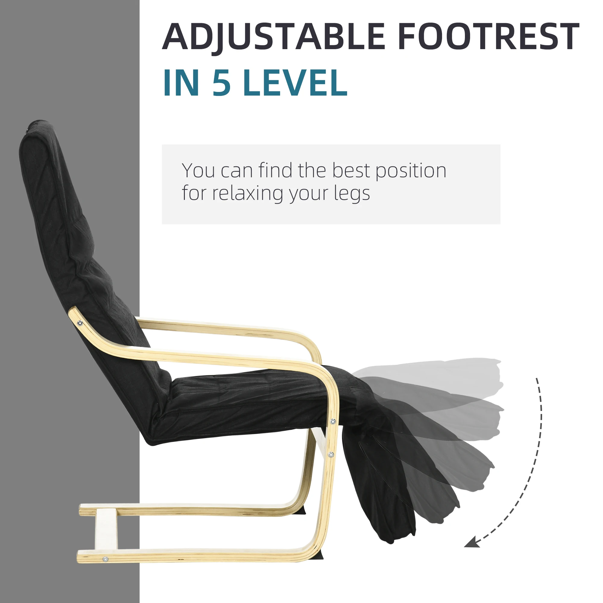HOMCOM Lounge Chair Recliner Adjustable Footrest Home