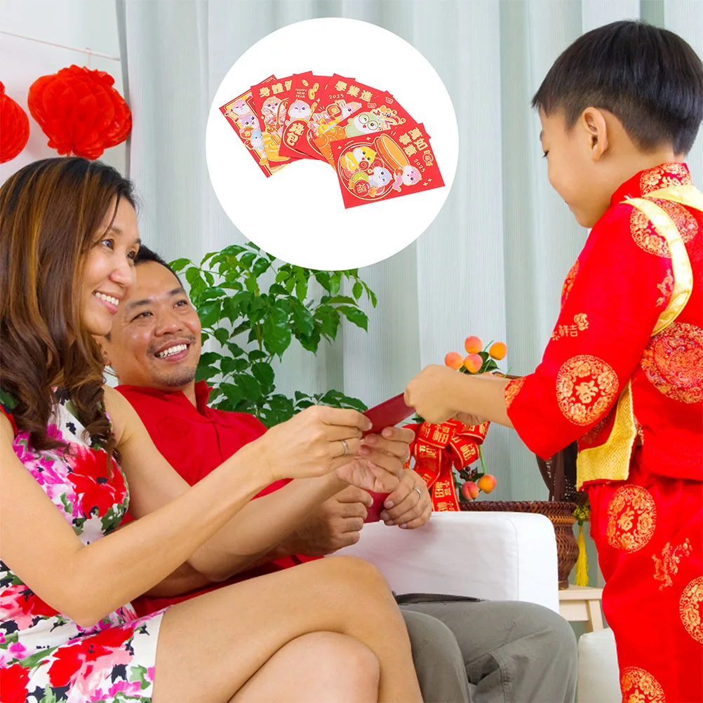 

60pcs Chinese Red Envelopes 2025 Snake Lunar New Year Lucky Money Cash Holders Festival Decoration Spring Envelope Gift