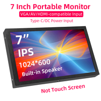 7 Inch Portable Monitor 1024x600 IPS LCD HDMI-compatible VGA AV Input DC Type C Power  Screen for PC Laptop Camera TV Box DVD