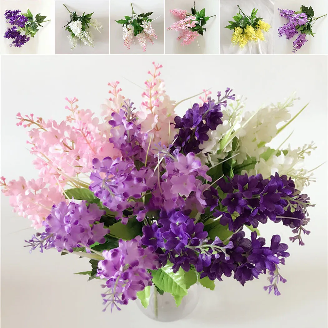 5 Heads Hyacinth Violet Flower Fake Silk Artificial Flowers For Birthday Party Bridal Floral Home Decoration Flowers Home Decor