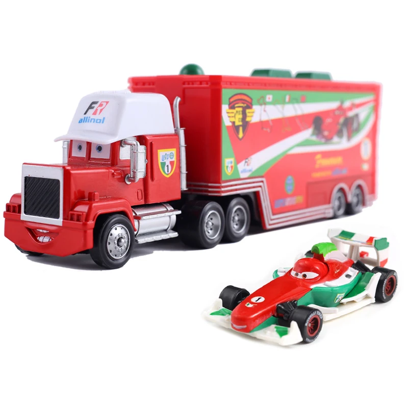Pixar Cars Truck Verjaardagscadeaus Mobilisatie Jackson Cool Sister Francisc Container Truck Set Automodel Speelgoedvrachtwagenornamenten