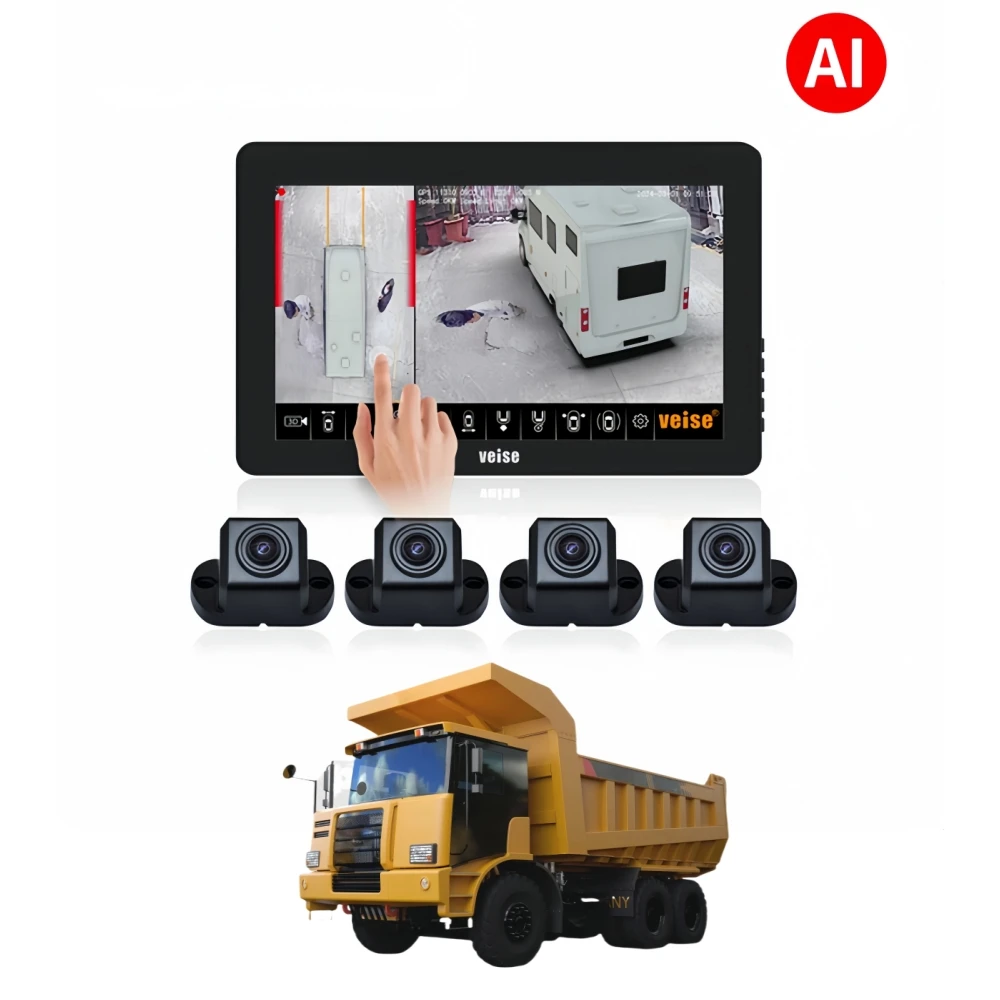 360 Surround Bird's-eye View Backup Camera System For Heavy-duty Truck Bulldozer Excavator Backhoe Loader With BSD ADAS DMS