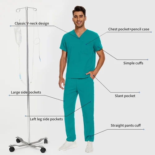 Imagen 2 del producto Niaahinn-Tops exfoliantes con cuello en V + pantalón médico, ropa de trabajo de enfermería, uniformes médicos de S-3XL, disfraz de médico de dentista, ropa de trabajo de enfermera para mascotas