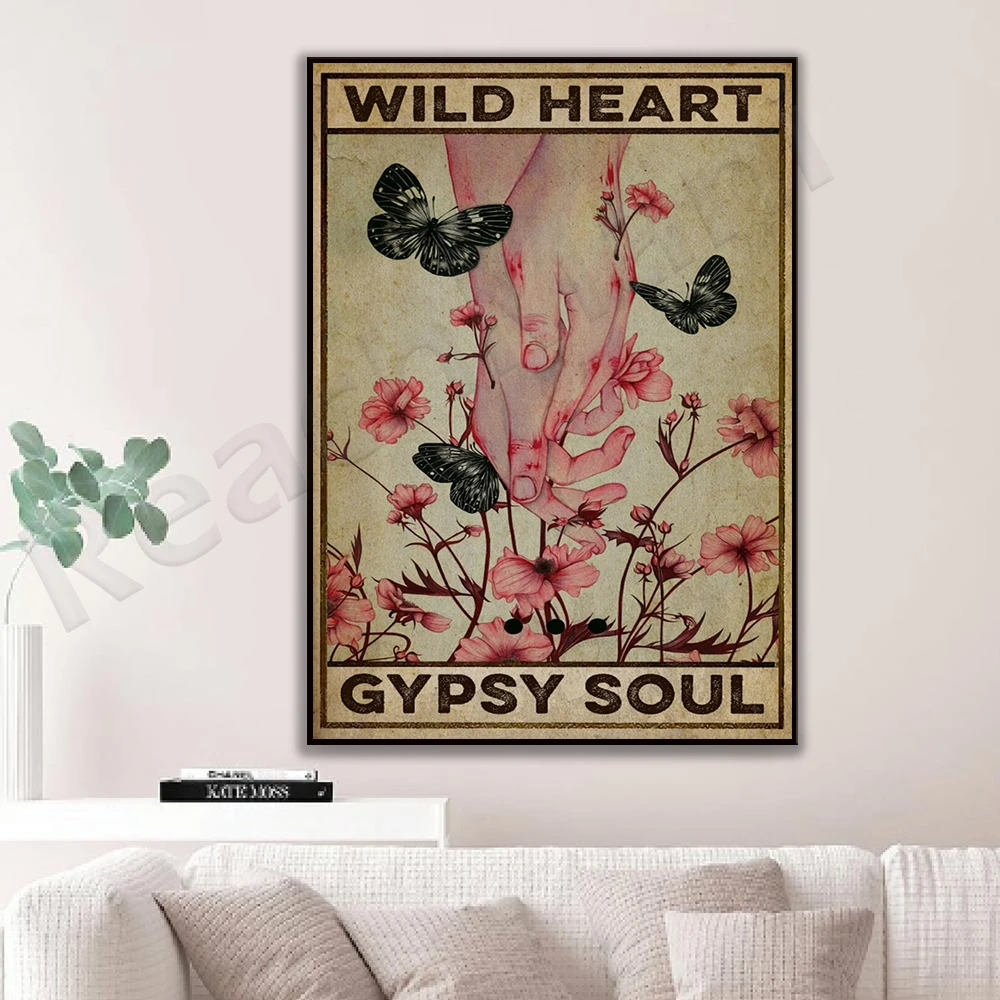 Affiche rétro Ambition Gypsy Soul, affiche rétro Hippie, affiche rétro de jardinage, affiche de jardinage pour fille, affiche pour les amateurs de plantes