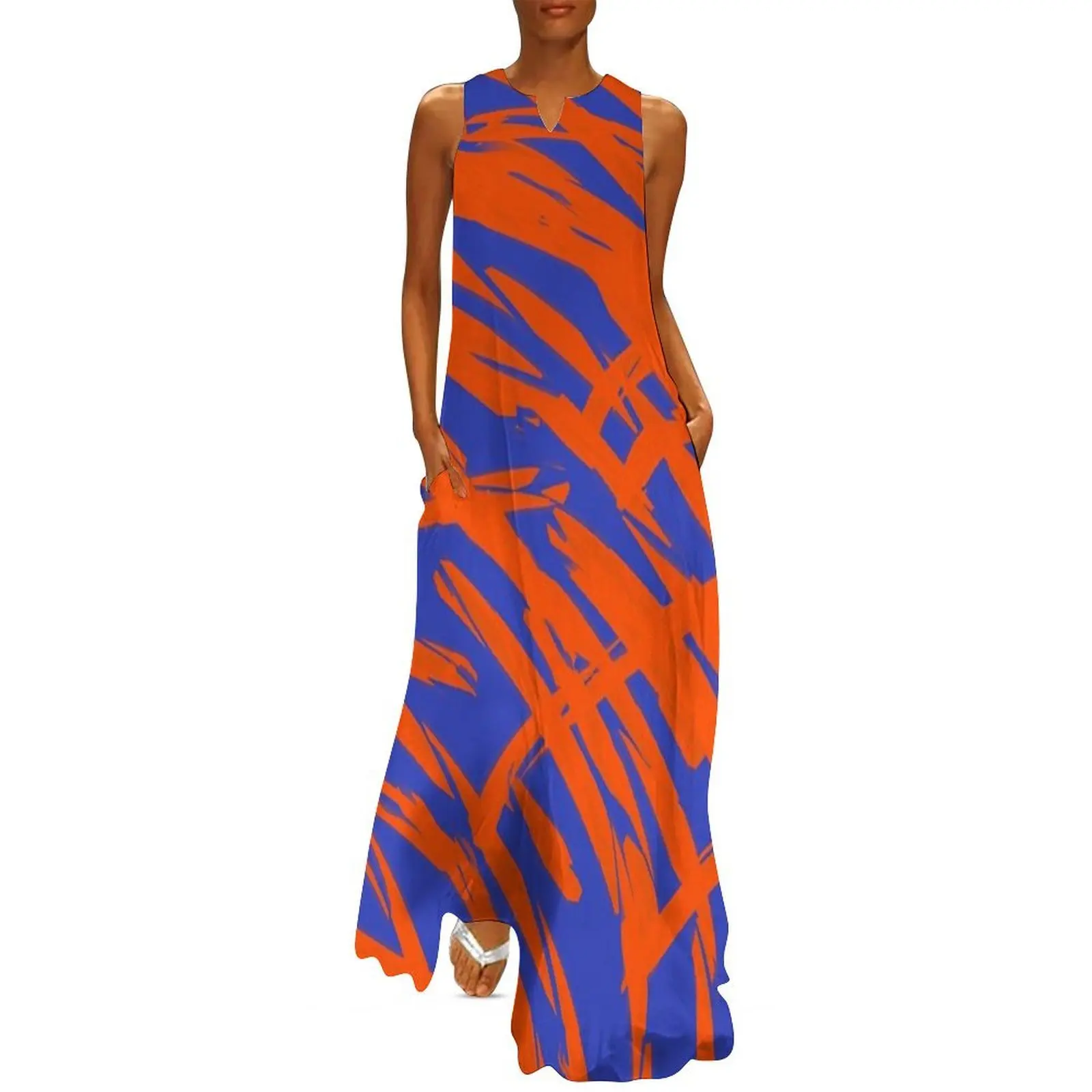 

Blue and Orange Rave Abstract Long Dress elegant dresses plus sizes bandage dress dresses with long sleeves