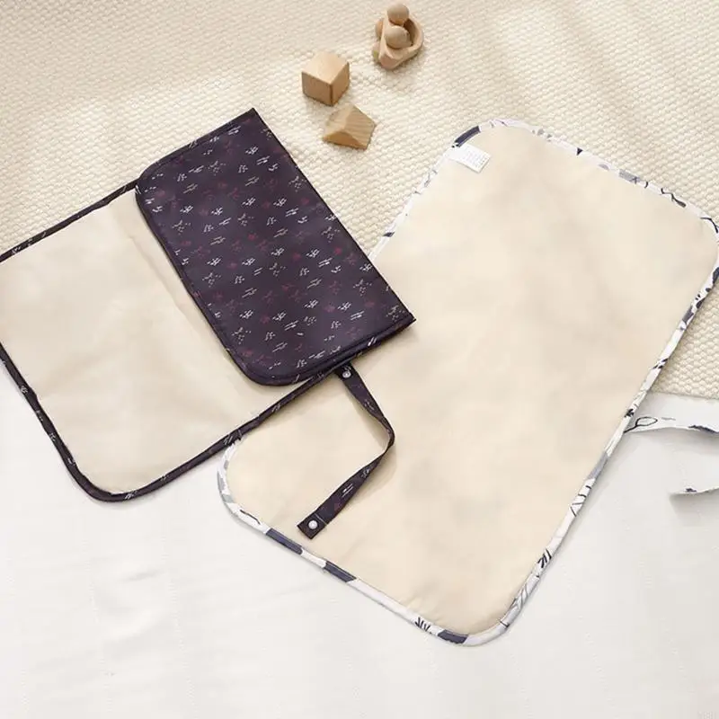 M89C Portable Waterproof Diaper Changing Mat Nylon Foldable Nappy Pad Supplies for Baby Girls Boys Outdoor Traveling Washable