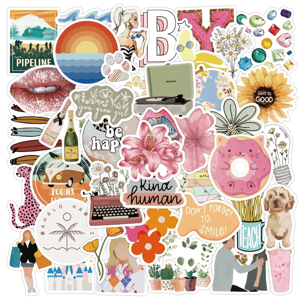 50 قطعة كلاسيكية صغيرة طازجة Ins نمط لطيف الكرتون حساب اليد الكتابة على الجدران ملصق دفتر الأمتعة المحمول المحمول Diy بها بنفسك ملصق الهاتف #3