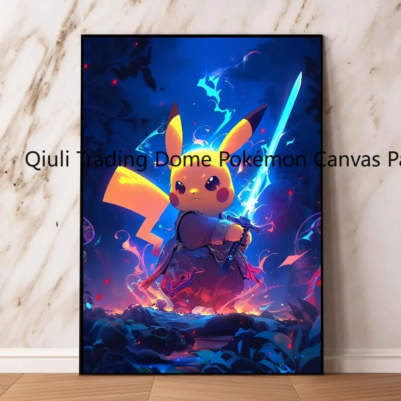 Classic Anime Canvas Prints Pokemon Action Figures Pikachu Decoration Paintings Picture Living Room Poster Home Decor Best Gift