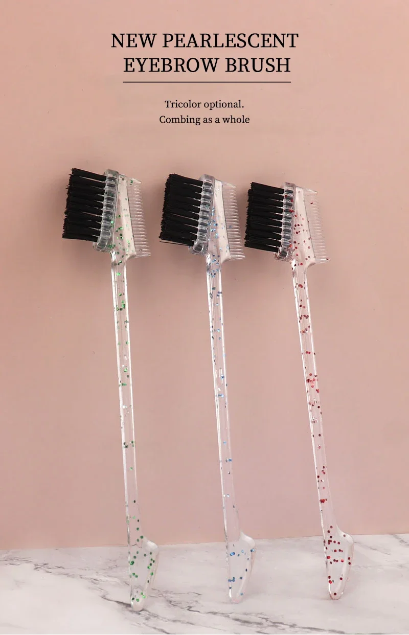 

1 piece of plastic crystal anti-static double-sided brush edge control comb hair salon styling tool Special for real hair wigs