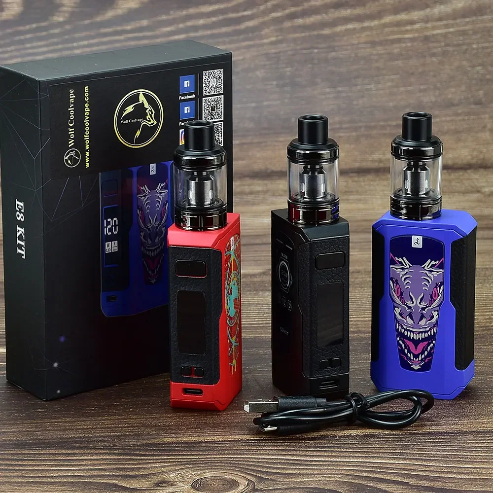 wolfcoolvape Electronic Cigarette Kit 120W Vape Mod Box Kit with OLED Screen, 2.5ml Atomizer and 1800mAh Battery